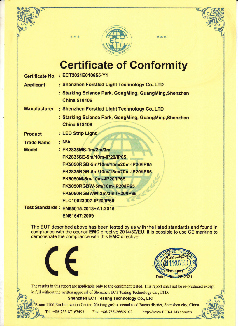 China Shenzhen Forstled Light Technology Co., Ltd. Zertifizierungen